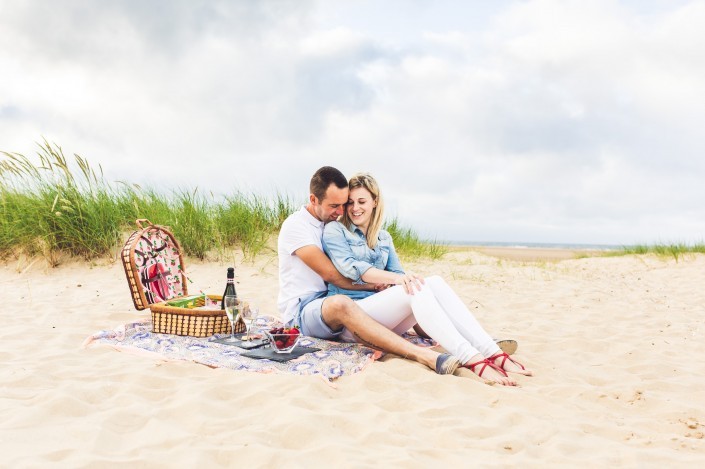 An engagement shoot on Holkham beach by Norfolk wedding photographer Jamie Groom